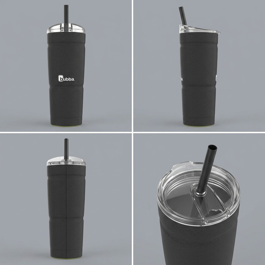 bubba Envy S 24 oz stainless steel tumbler in Licorice — silicone base detail