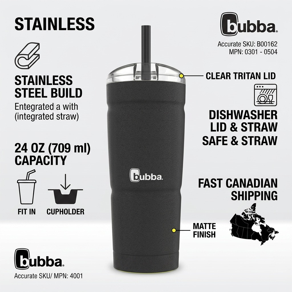 bubba Envy S 24 oz stainless steel tumbler in Licorice — additional product view